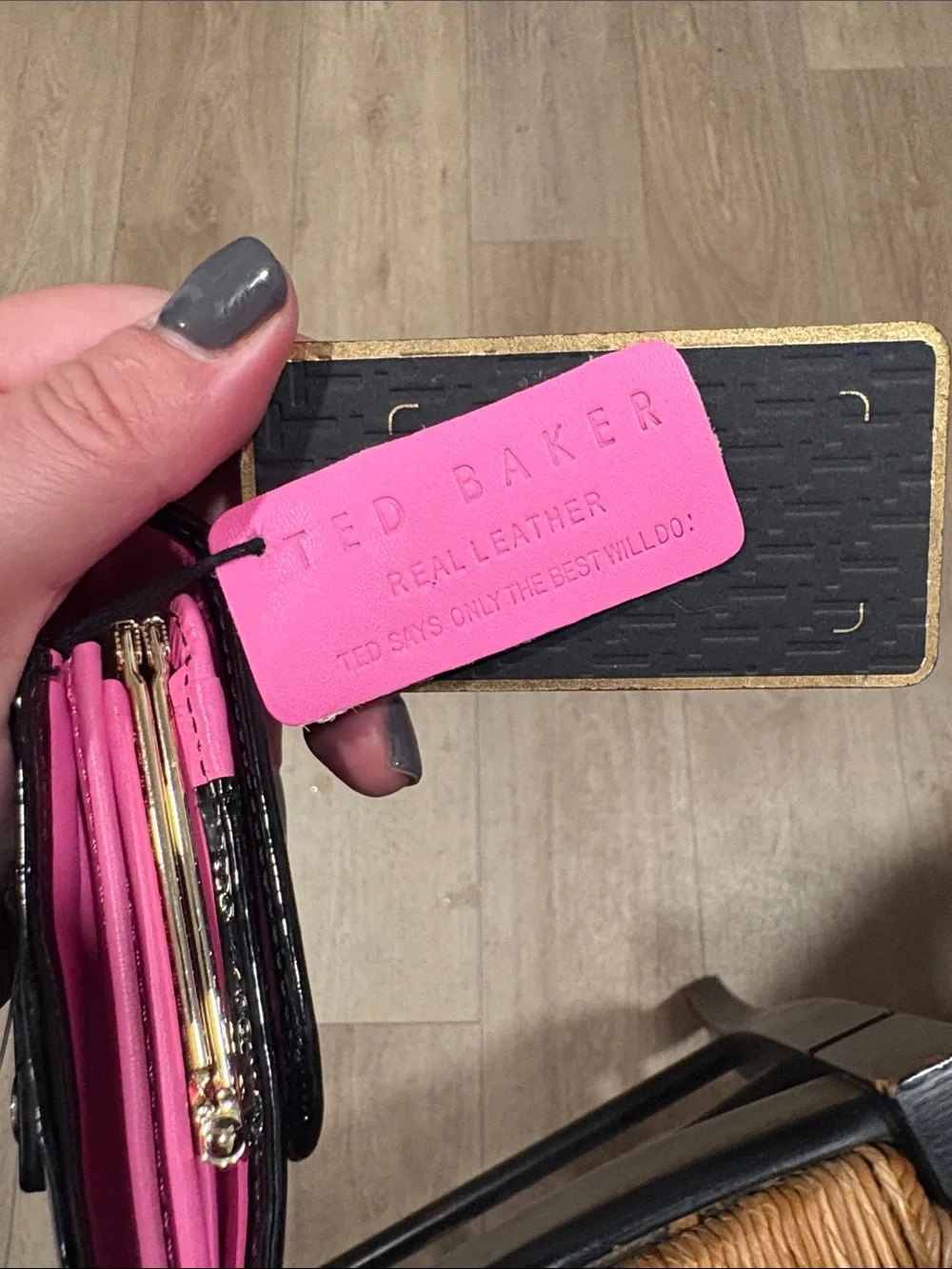 Ted Baker Black Patent Leather Kiss Lock Wallet